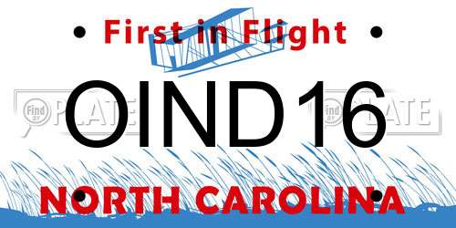 OIND16 North Carolina License Plate