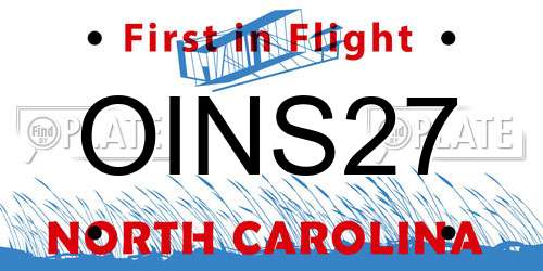 OINS27 North Carolina License Plate