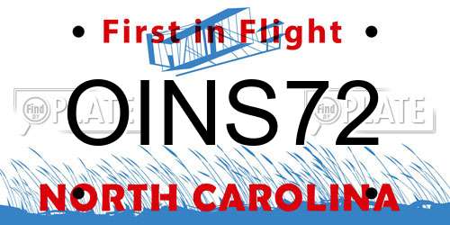 OINS72 North Carolina License Plate