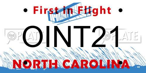 OINT21 North Carolina License Plate