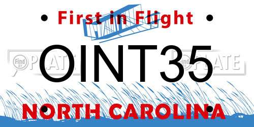 OINT35 North Carolina License Plate