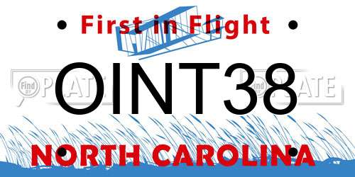 OINT38 North Carolina License Plate