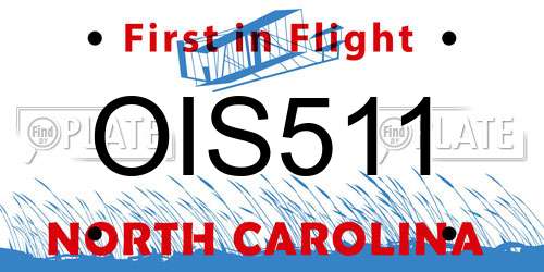 OIS511 North Carolina License Plate