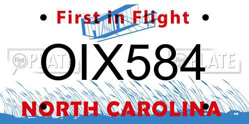 OIX584 North Carolina License Plate