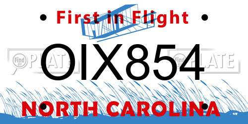 OIX854 North Carolina License Plate