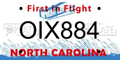 OIX884 North Carolina License Plate