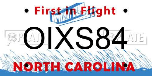 OIXS84 North Carolina License Plate