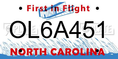 OL6A451 North Carolina License Plate