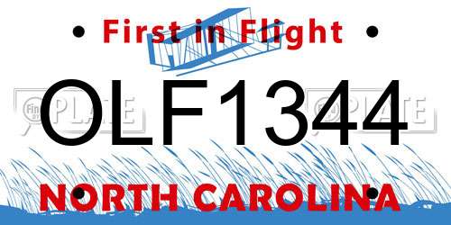 OLF1344 North Carolina License Plate