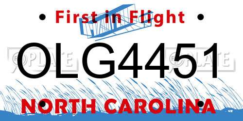 OLG4451 North Carolina License Plate