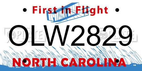 OLW2829 North Carolina License Plate