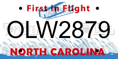 OLW2879 North Carolina License Plate