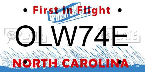 OLW74E North Carolina License Plate