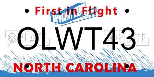 OLWT43 North Carolina License Plate
