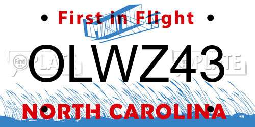 OLWZ43 North Carolina License Plate