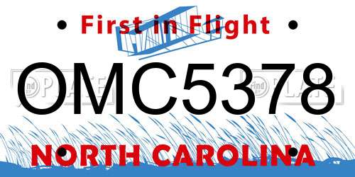 OMC5378 North Carolina License Plate