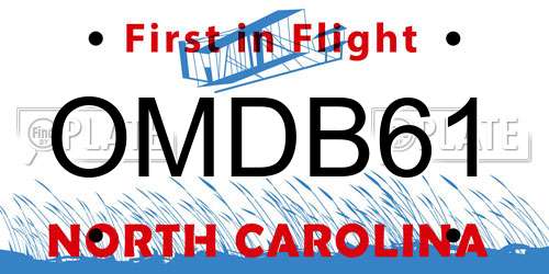 OMDB61 North Carolina License Plate