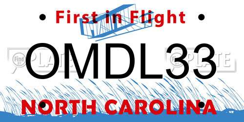 OMDL33 North Carolina License Plate