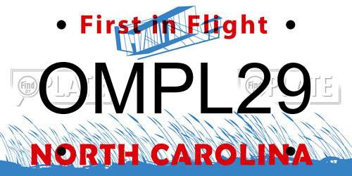 OMPL29 North Carolina License Plate