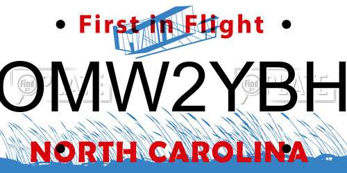 OMW2YBH North Carolina License Plate