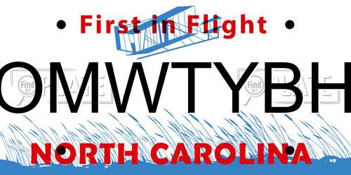 OMWTYBH North Carolina License Plate