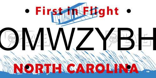 OMWZYBH North Carolina License Plate