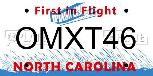 OMXT46 North Carolina License Plate