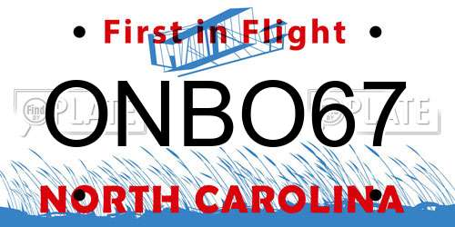 ONBO67 North Carolina License Plate