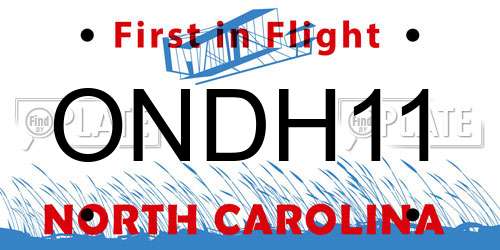 ONDH11 North Carolina License Plate
