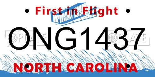 ONG1437 North Carolina License Plate