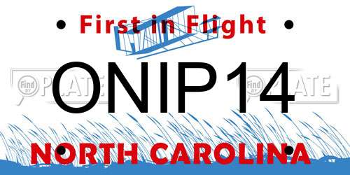 ONIP14 North Carolina License Plate