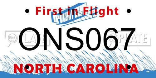 ONS067 North Carolina License Plate