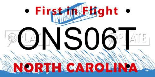 ONS06T North Carolina License Plate