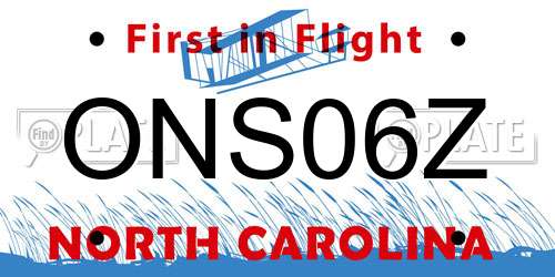 ONS06Z North Carolina License Plate