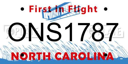 ONS1787 North Carolina License Plate