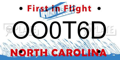 OO0T6D North Carolina License Plate