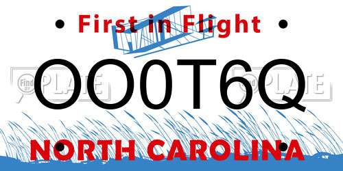 OO0T6Q North Carolina License Plate
