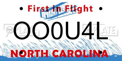 OO0U4L North Carolina License Plate