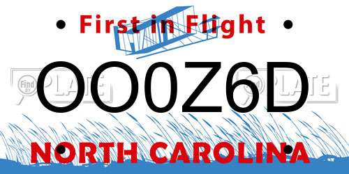 OO0Z6D North Carolina License Plate