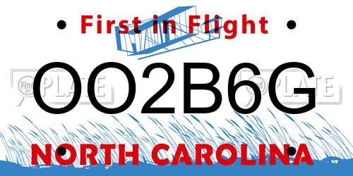 OO2B6G North Carolina License Plate