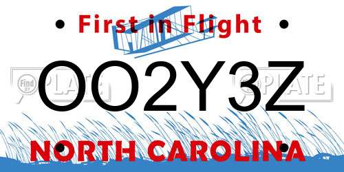 OO2Y3Z North Carolina License Plate