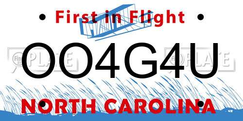 OO4G4U North Carolina License Plate