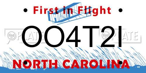 OO4T2I North Carolina License Plate