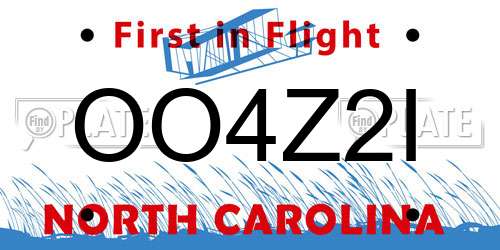 OO4Z2I North Carolina License Plate