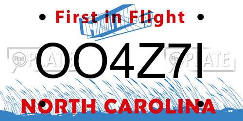 OO4Z7I North Carolina License Plate
