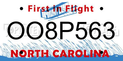 OO8P563 North Carolina License Plate