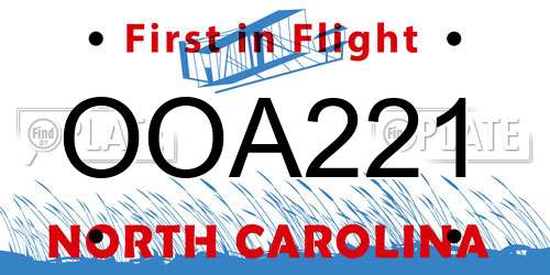 OOA221 North Carolina License Plate