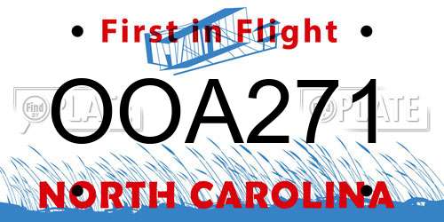 OOA271 North Carolina License Plate