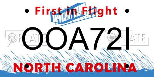 OOA72I North Carolina License Plate