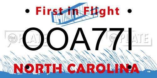OOA77I North Carolina License Plate